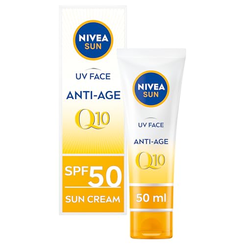 NIVEA SUN Face Cream SPF 50 - Anti-Age UVA/UVB Protection with Q10 Technology - Water Resistant & Non-Greasy - 50ml