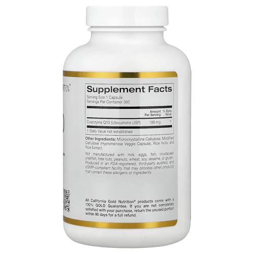 California Gold Nutrition CoQ10, USP Grade Ubiquinone, 100 mg, 360 Veggie Capsules