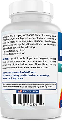 Best Naturals Hyaluronic Acid 200mg - Youthful Skin & Joint Support, 120 Tablets