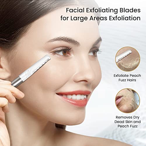 Dermaplaning Tool for Face Exfoliation - 20 Replaceable Blades, Facial Shaver & Eyebrow Razor for Peach Fuzz Removal