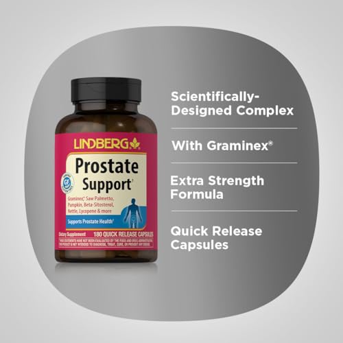 Lindberg Prostate Support Formula - 180 Capsules with Saw Palmetto & Beta-Sitosterol