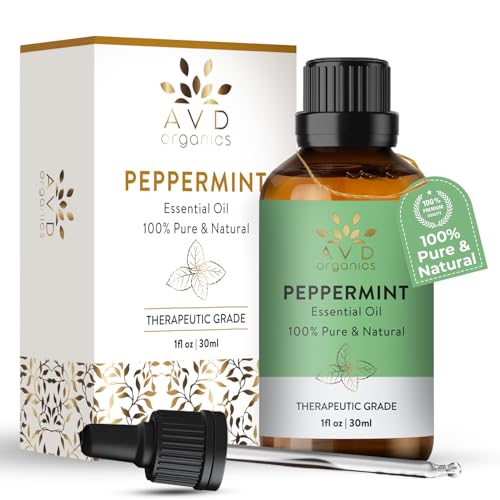 AVD ORGANICS 100% Pure Peppermint Essential Oil (30ml) for Aromatherapy & Focus