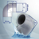 90° Elbow PVC U with Internal Thread Ø 32mm - 10 Year Warranty by MONTERAL