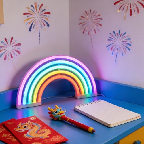 Neon Rainbow LED Sign - Decorative Wall Light for Kids Room & Party Decor