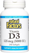 Natural Factors Vitamin D3 5000 IU - 240 Softgels (Multi-Pack)