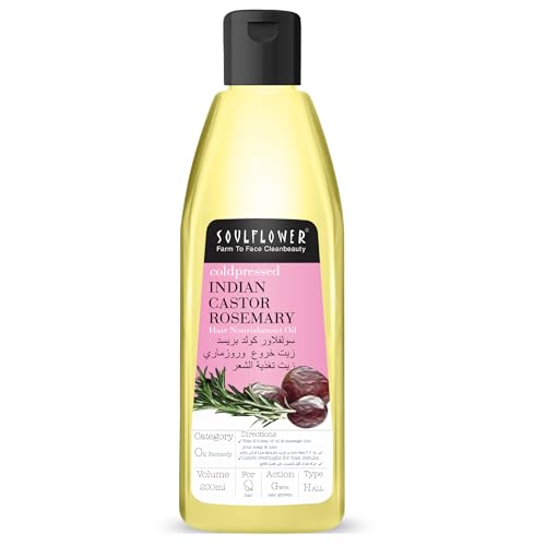 SOULFLOWER Rosemary Castor Oil for Hair Growth & Hairfall Control - 100% Pure, Vegan, 6.77 Fl Oz