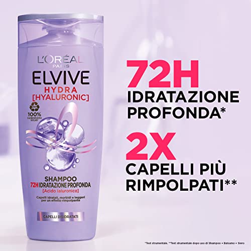 Elvive Hydra Hyaluronic Shampoo Paraben-Free Deep Hydration for Hydro-Dehydrated Hair, 300ml