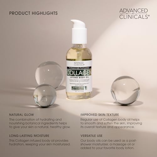 Advanced Clinicals Firming Collagen Body Oil - Tighten & Hydrate Your Skin
