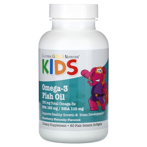 California Gold Nutrition Kids Omega-3 Fish Oil - Natural Strawberry Flavor - 60 Softgels