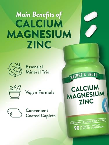 Nature's Truth Calcium Magnesium Zinc Supplement - Bone & Immune Support - 90 Caplets