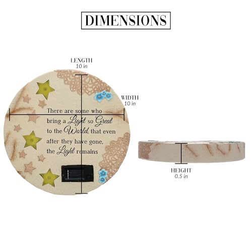 10" Solar Powered Memorial Garden Stone - 'Light Remains' Tribute