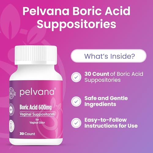 Pelvana Boric Acid Suppositories for Women - 30 Count | Feminine Odor & Freshness Support | Third-Party Lab Verified