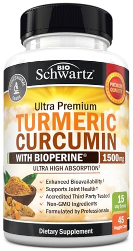 Turmeric Curcumin 1500mg with Black Pepper - 95% Curcuminoids - 45 Capsules