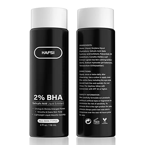 HAFSI 2% BHA Salicylic Acid Exfoliant Serum - Fights Blackheads & Enlarged Pores for Oily & Combination Skin - 118ml / 4 fl oz
