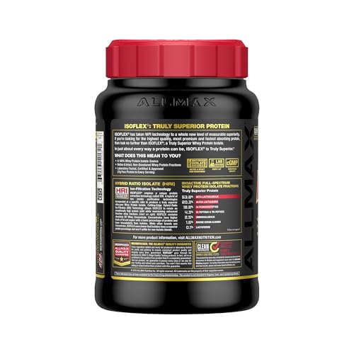 ALLMAX Nutrition ISOFLEX Whey Protein Isolate - 27g Protein, Strawberry Flavor, 2 lb