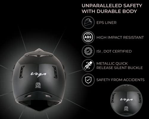 Vega Off Road D/V Black Helmet - Large Size, Durable Protection for Riders