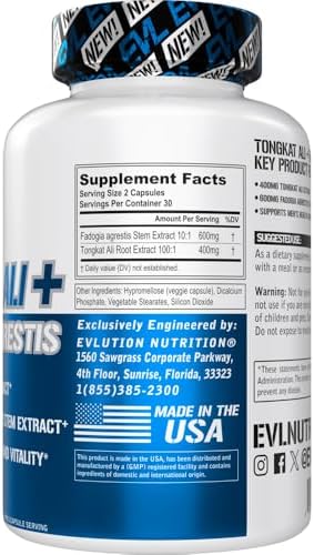 EVLution Nutrition, Tongkat Ali + Fadogia Agrestis, 400 mg, 60 Veggie Capsules (200 mg per Capsule)