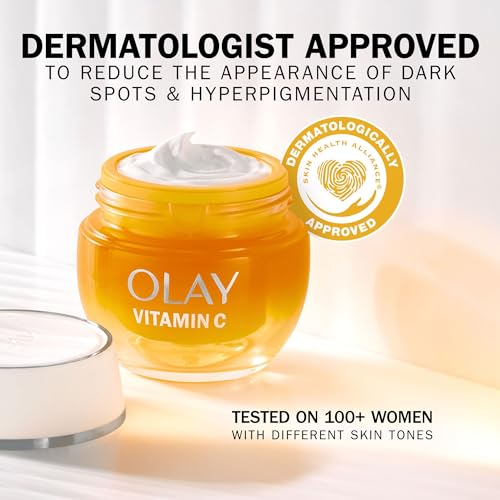 Olay Vitamin C Face Moisturiser Day Gel Cream with AHA, Niacinamide 99% Purity, Vitamin E Brightening Skin Care, Anti-Dark Spot Action, Evens & Hydrates, Non-Greasy, Non-Sticky 50ml