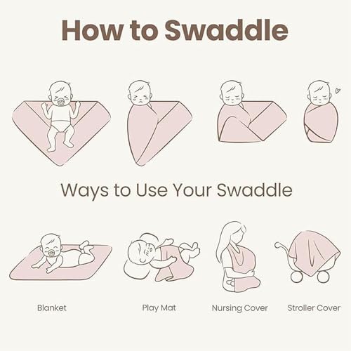 Joyzzz Baby Girl Newborn Swaddle Set - Blanket, Headband & Beanie