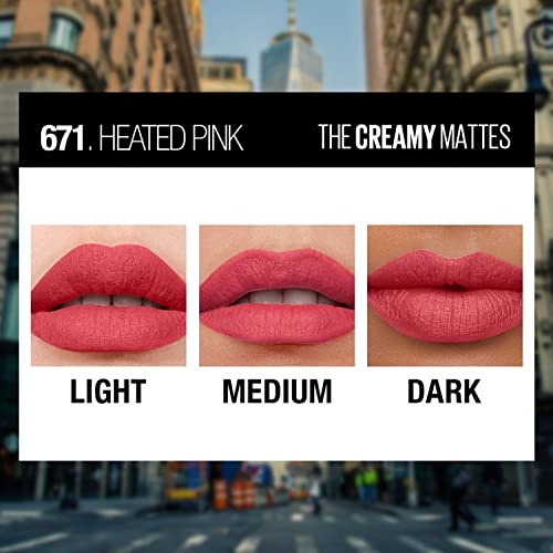 Maybelline Color Sensational Creamy Matte Lipstick - 671 Heated Pink 3.9g