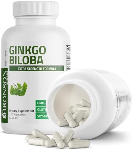 Bronson Ginkgo Biloba Extra Strength Brain Function & Memory Support Vegetarian Capsules (120 Count)