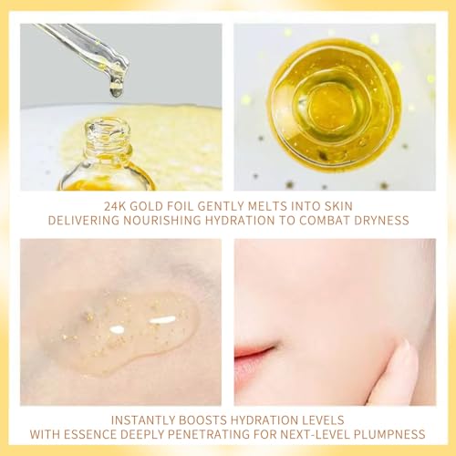 Gold Foil Hyaluronic Acid Face Serum - Anti-Aging 24K Serum for Dark Spots, Deep Hydration