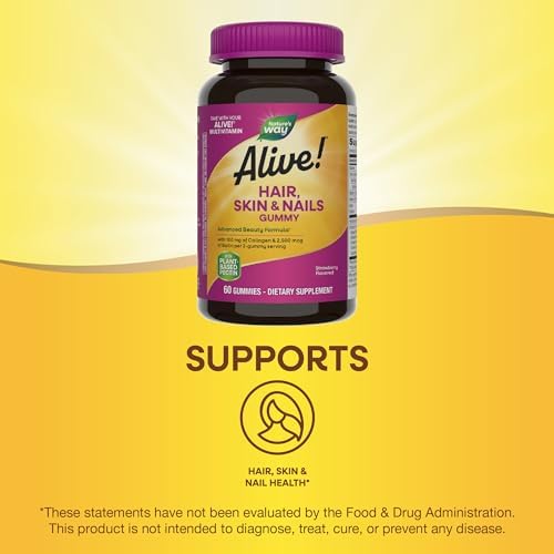 Nature's Way Alive! Hair, Skin & Nail Advanced Beauty Formula (60 Strawberry Flavored Gummies)