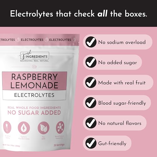 JUST INGREDIENTS Raspberry Lemonade Electrolytes - Natural Hydration Drink Mix