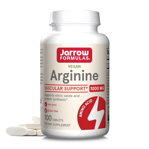 Jarrow Formulas Arginine 1000mg - 100 Tablets - Supports Circulation & Cardiovascular Health
