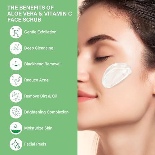 Aloe Vera Peeling Gel - Sparkling Facial Scrub for Deep Cleansing & Gentle Exfoliation | All Skin Types