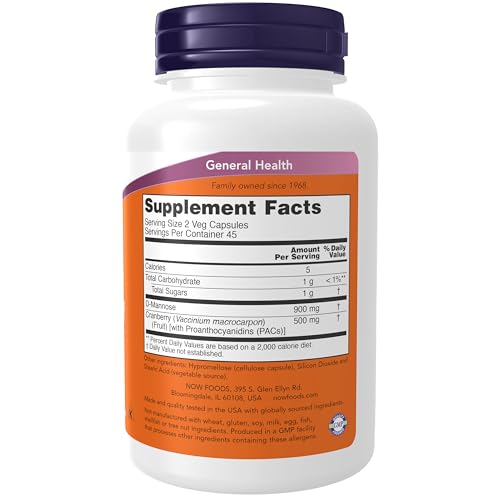 Now Foods Mannose Cranberry - 90 Veg Capsules | Urinary & Immune Support