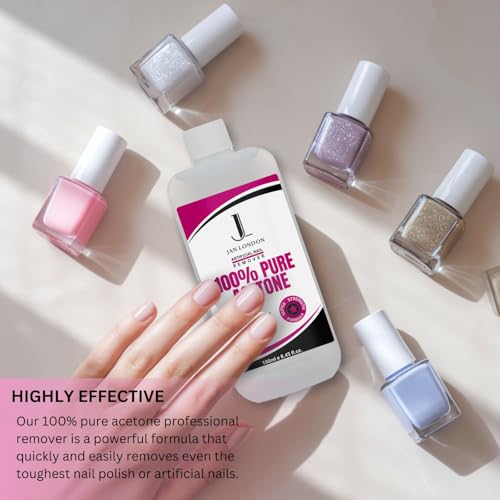 JAN LONDON 100% Pure Acetone Nail Polish Remover - Professional Gel & Acrylic Soak Off, 100ml