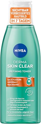 NIVEA Derma Skin Clear Refining Toner - Pore Refining Facial Toner with Salicylic Acid & Niacinamide (200 ml)