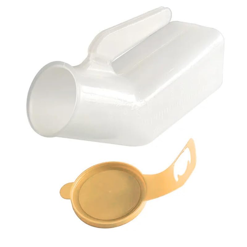 Male Urinal Bottle - 1000ML Portable Incontinence Aid with Long Neck Design & Spill-Proof Lid - Convenient Bedpan Solution for Home, Travel, Hospitals & Clinics