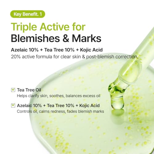 PURITO Azelaic Acid 10 Kojic Tea Tree Serum - Acne & Uneven Tone for Dermatologist-Recommended Treatment