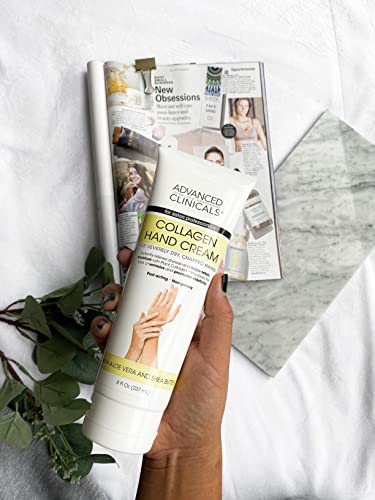 Advanced Clinicals Plant Collagen Hand Cream: Soothe & Hydrate Dry, Cracked Hands (8oz)