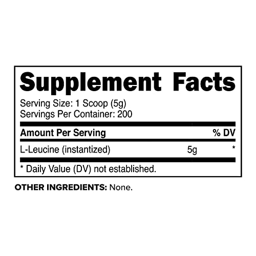 Primaforce L-Leucine Pure Powder 1KG - Non-GMO Gluten-Free BCAA Essential Amino Acid 200 Servings