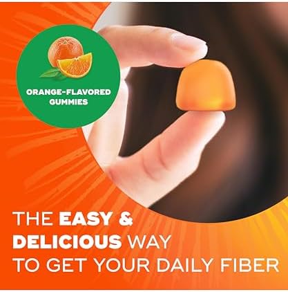 Metamucil Fiber Gummies for Adults, No Sugar Added Orange Flavor, 5g Prebiotic Plant Based Fiber Supplement Blend, 120 Count