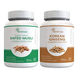 Herbal Max Safed Musli Extract 800mg 60 Capsule Combo with Ginseng