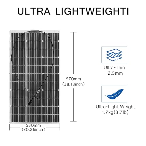 100W High Efficiency Flexible Solar Panel - Portable Hydrogen System for Boats & Camping