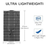 100W High Efficiency Flexible Solar Panel - Portable Hydrogen System for Boats & Camping