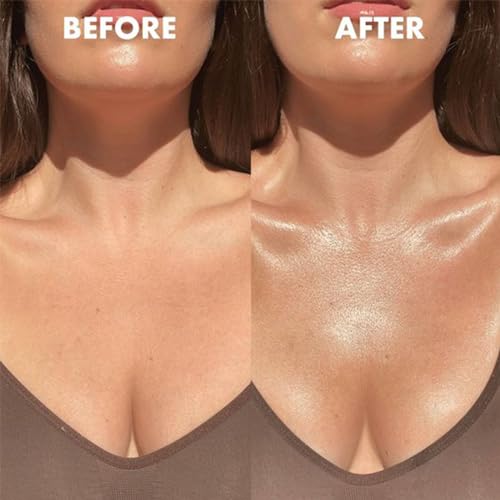 Hilareco PHOERA Body Shimmer Oil - Rose Gold Glow Highlighter with Makeup Brush