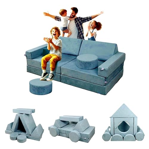 One Kitten 14-Piece Kids Sofa Bed - Dense Foam Kids Furniture with Multi-Use 3-in-1 Design