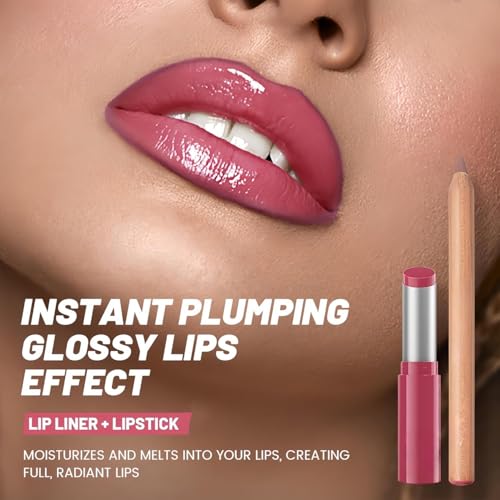 2PCS Lip Liner and Lipstick Combo Set - Waterproof Long-Lasting Matte