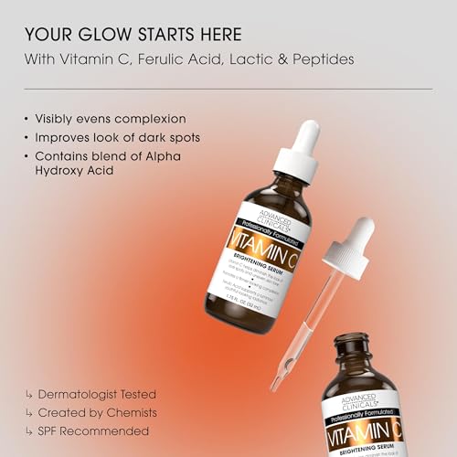 Advanced Clinicals Brightening Vitamin C Face Serum for Acne/Dark Spot, Eye & Uneven Tone Treatment