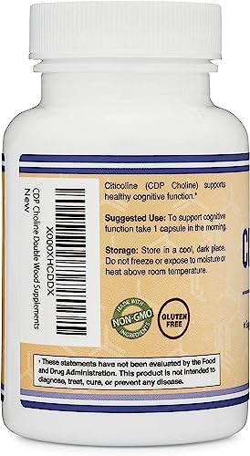 CDP Choline (Citicoline) Supplement 300mg - 60 Capsules - Pharmaceutical Grade, Third Party Tested