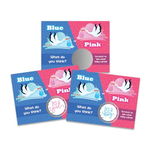25 Pack Gender Reveal Scratch Off Cards - "It's a Boy/Girl Stork" Lottery Tickets