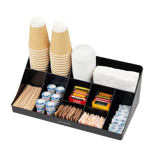 Mind Reader Black 11-Compartment Coffee Condiment Organizer