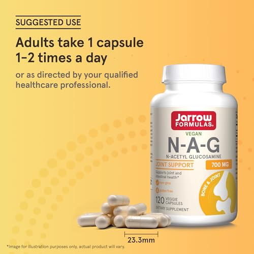 Jarrow Formulas N-Acetyl Glucosamine (NAG) - 700mg, 120 Veggie Capsules for Joint Support