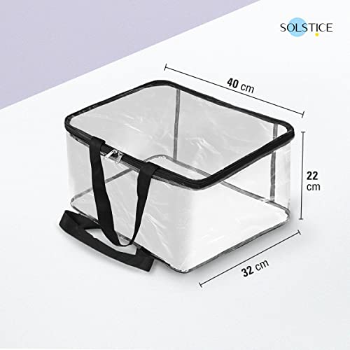 SOLSTICE Transparent Storage Bag for Sarees, Clothes, Lehenga, Blankets, Bedsheets, Toys - Pack of 2